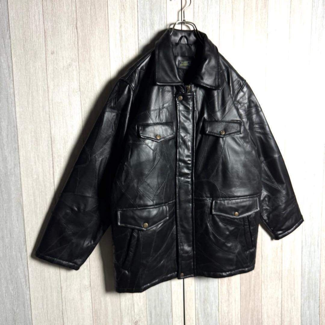 Vintage 90s Crazy Pattern Patchwork Lamb Leather … - image 3