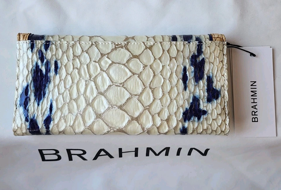 Cartera Brahmin Nueva con Etiquetas Verónica en Shell Blanco Agua Dulce 🤍💙💛 Cuero Genuino Foto 2 de 4