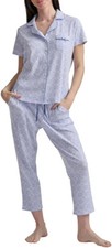 Karen Neuburger Women's 2-Piece Natural Stretch Pajama Set, Blue, Large, New