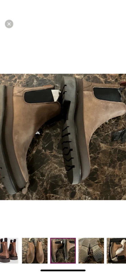 Paul Smith Hombre Botas Géiser Marrón Oscuro Cuero de Vaca, Talla 8 | Nuevas En Caja Foto 4 de 4