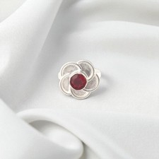 Red Garnet Gemstone 925 Stamp Silver Handmade Jewelry Ring Gift For Anniversary