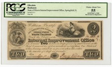 1840 $2 Board of Public Works / Internal Imp. Office - ILLINOIS Note PCGS AU 55