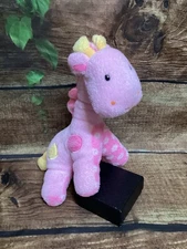 Rare Carters Prestige Pink Giraffe Flowers Spots Rattle Baby Plush Toy 36942