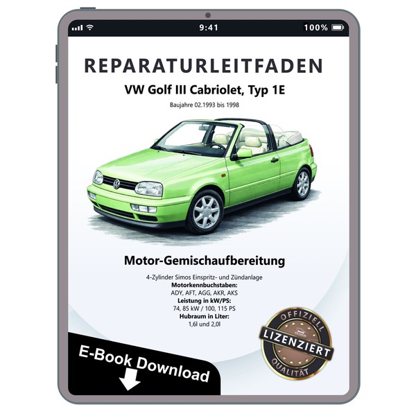 VW Golf 3 Cabrio 1E (93-98) Simos Einspritz- ZüNdanlage Reparaturleitfaden Ebook-image