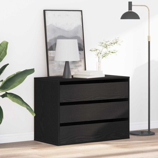Schubladenschrank 3-Schublade Schwarz 80 X 41 X 58 Cm-image