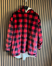RARE The Comfy Hooded Sherpa Lined Blanket Hoodie Buffalo Plaid One Size