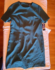 Karen Scott Green Solid Sheath Dress Round Neck Short Sleeve Zip Back 14