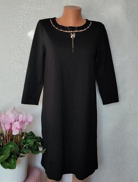 Women Massimo Dutti Dress Black Cotton M-L
