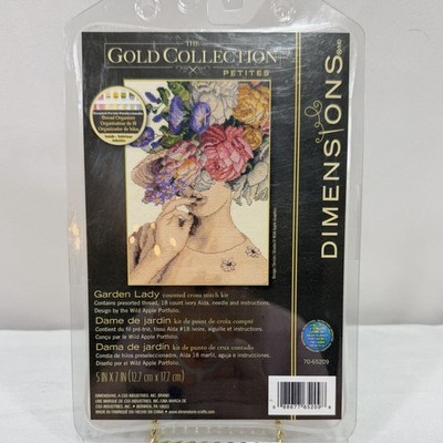 Dimensions Petite Gold Collection Crosstitch Kit Garden Lady Wild Apple Designs