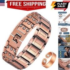 3X Magnetic Copper Bracelet for Men, Ultra Strength Magnetic Bracelet and Cop...