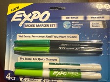 Expo Mixed Marker Set Wet Erase  Dry Erase Markers 4 Count Green
