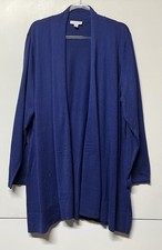 Susan Graver Women's Size 3X Blue Open Front Cardigan
