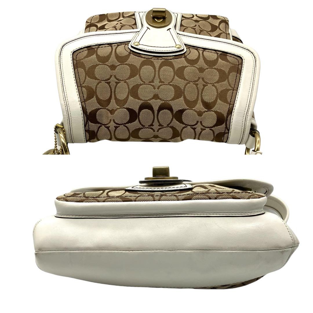 COACH Signature Legacy Slim Flap Bag Brown White Turnlock