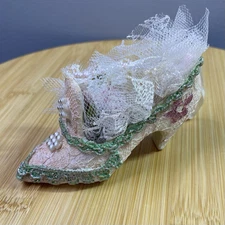Vintage Victorian 4.5” Pink High Heel Satin Shoe Christmas Tree Ornament Decor