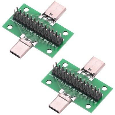 2pcs USB 3.1 Type C Male to Female Test Board with PCB Board 24 Pins 2.54 mm ...