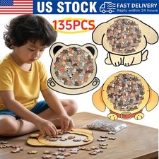 135-Piece Morandi-Colored Dog Shaped Wooden Jigsaw Puzzle AN