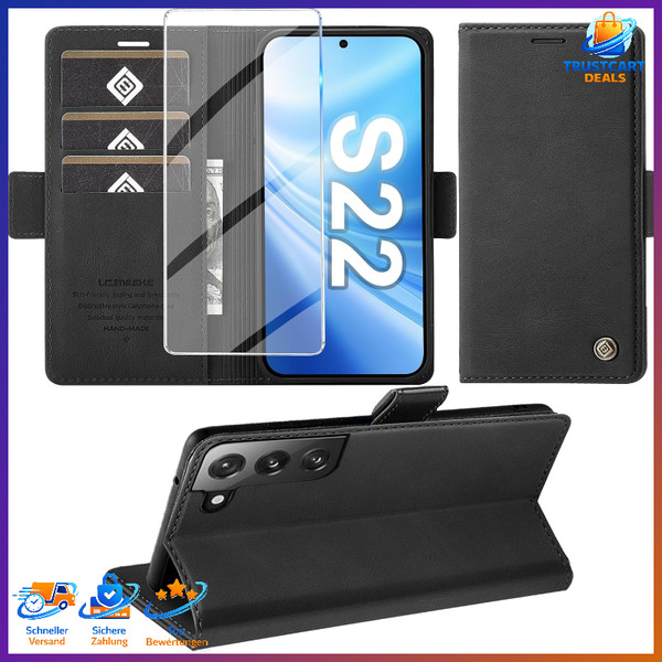 HandyhüLle Leder Flip Case FüR Galaxy S22 5G Mit Standfunktion Und Kartenfach-image