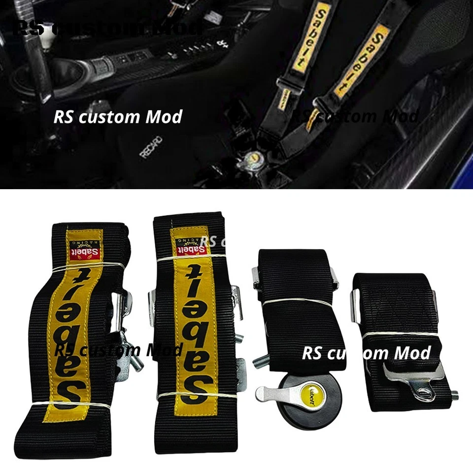 Arnés de cinturón de seguridad universal de 3” Sabelt 4 puntos Camlock liberación rápida de carreras negro - Imagen 4 de 4