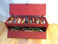 Vintage Tackle Box Loaded Heddon Creek Chub South Bend Arbogast + Many More