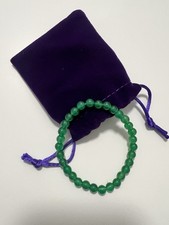 Green Round Stone Beaded Stretch Bracelet, Ball/Bead Chain, No Closure
