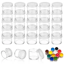 25 Pack Empty Paint Pots, 10ml/0.34 OZ Clear Small Paint Cups, Plastic Small ...