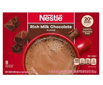   New Official Nestle Hot Cocoa Mix Rich Milk Premium Chocolate (8 Pack) 6.82oz
