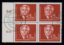 DDR DAUERSERIE 326 PIECK 1952 RAND-4er-BLOCK links DGZ sauber gest. m6099