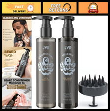 Beard Wash Conditioner Set for Men - Organic Shampoo, Reduces Frizz, Softens