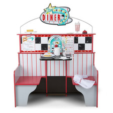 Melissa & Doug 3951 Double-Sided Wooden Star Diner Restaurant Play Space