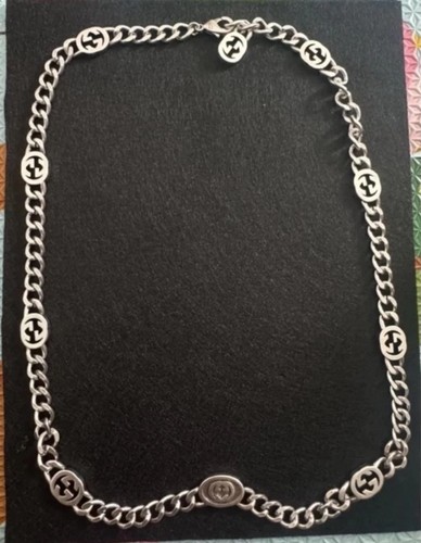 Vintage Of Silver Logo Necklace By Gucci With Box