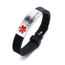 Medical Alert ID Bracelet DO NOT RESUSCITATE Laser Engraved Adjustable Wristband