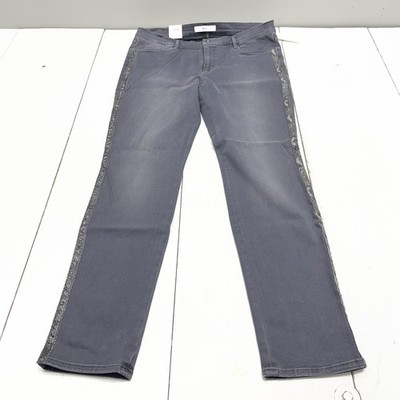 Brax Shakira Skinny Jeans Womens 34/32 Charcoal Wash Snake Side Stripe Stretch