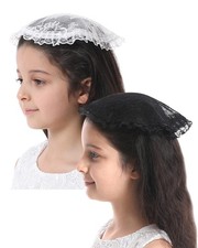 Girl's First Communion Veil 2 Pcs Round Lace Mantilla Church Mass Head Coveri...