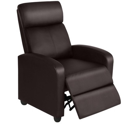 PU Leather Recliner Chair Living Room Single Sofa Home Theater Seating, Brown