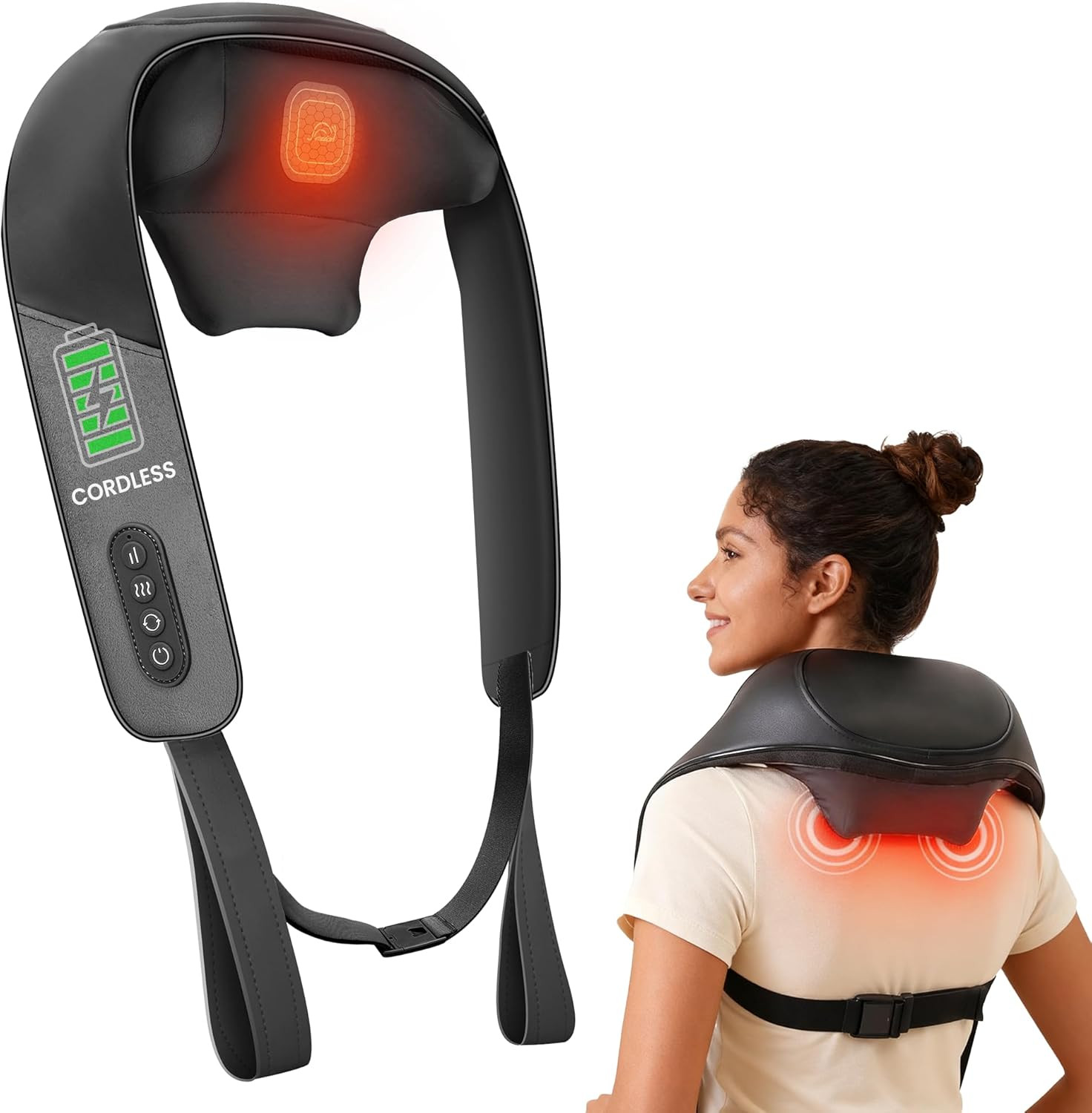 Shiatsu Neck Massager for Pain Relief Deep Tissue Cordless Kneading Shoulder Mas