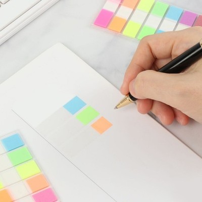 100/120Pcs Colored PET Label Adhesive Notes Writable for Book Journal Planner