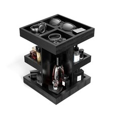 Organizador de colonia de madera para hombre: soporte de exhibición de perfumes de 3 niveles con 360 grados R