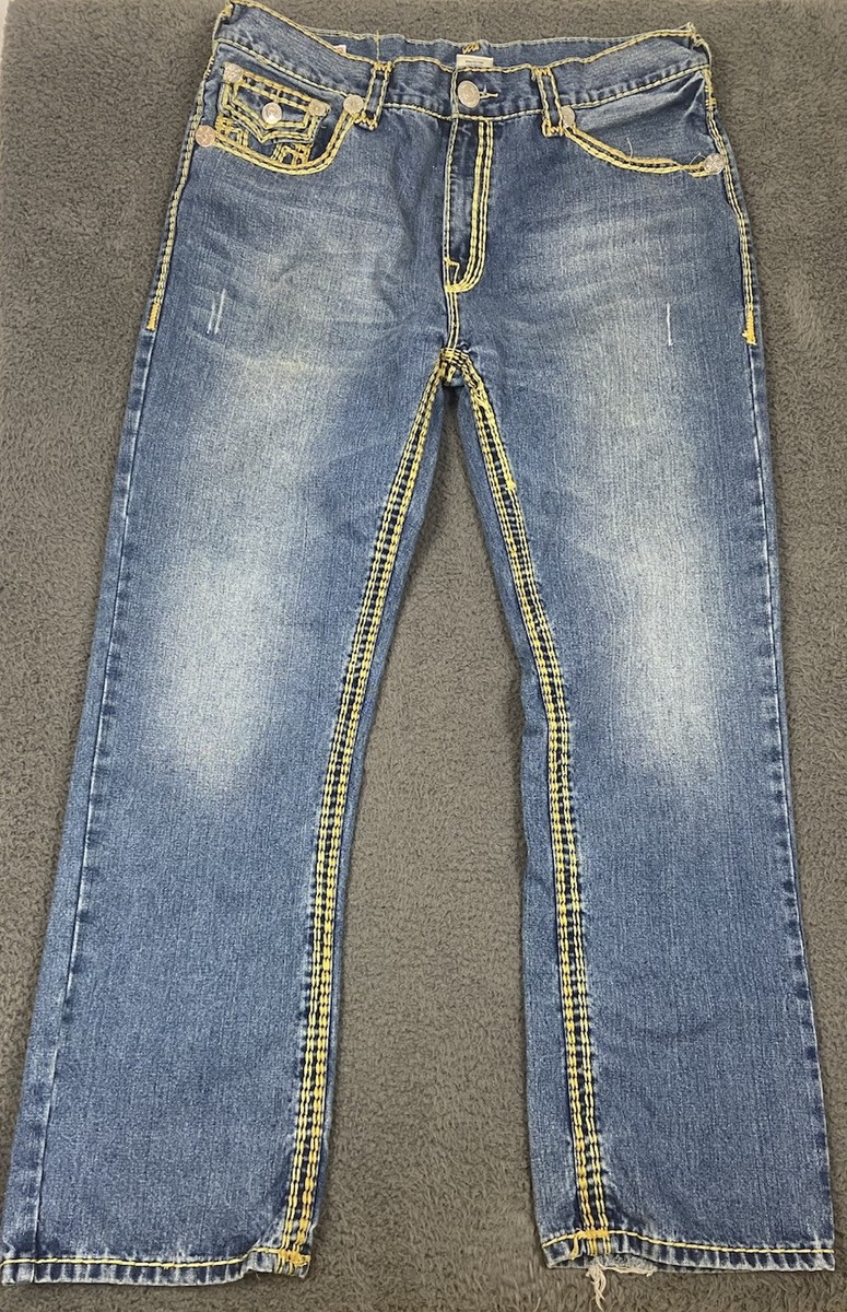 Men's True Religion Ricky Super QT Thick Stitch USA Jeans Blue