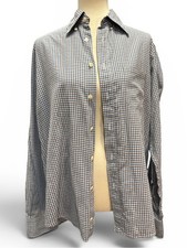 Eton Brown and Blue Micro-Check Button-Down Shirt 590