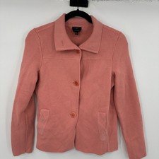 Talbots Petites Coral Pink Pure Italian Merino Knit Blazer Jacket Medium Petite