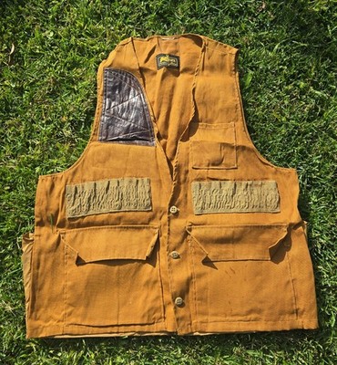 Vintage 1970s Kmart Brown Canvas Fishing Vest Pockets Button