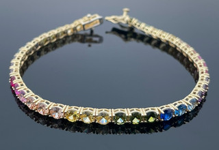 ARMBAND AUS 925/ SILBER VERGOLDET MIT MULTI ZIRKONIA SCHMUCKJAGD