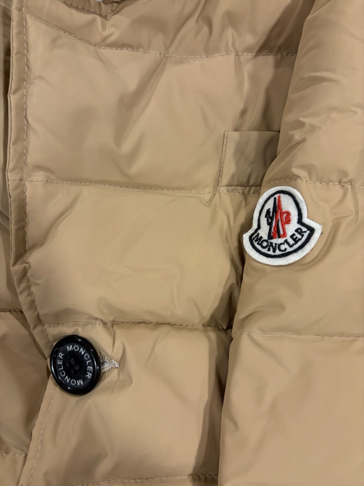 Moncler Beige Down Button-Down Puffer Jacket Coat… - image 6