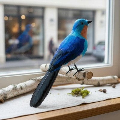 Federelster fototauglich Vogel aus Federn lebensecht für Fotostudio