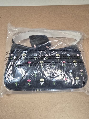 BETSEY JOHNSON Embroidered Shoulder Bag Flowers NWT Crossbody / Butterfly Charm  - Picture 3 of 17
