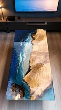 Ocean Inspired Resin River Epoxy Table Unique Handmade Centerpiece for Home Deco