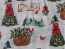 BTY "RED BIRDS MERRY CHRISTMAS" PRINT COTTON FABRIC