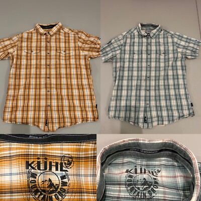 Kuhl SET OF 2 Short Sleeve Button Down Plaid Shirts Size Men s L - Hiking
