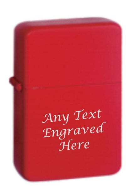 Personalised Engraved Lighter in Metal Gift Tin Red Matt