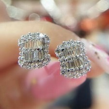 Romantic Women Earring Cubic Zirconia Jewelry Silver Plated Earrings Lab-Created